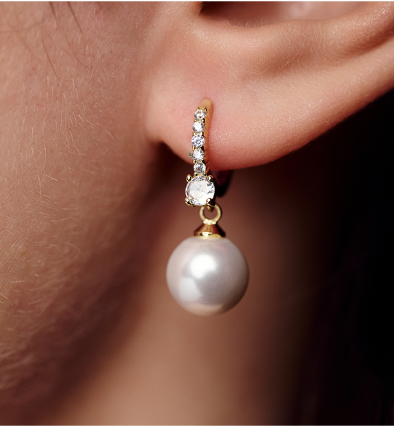 Kolczyki koła z perłą i kryształkami KPE0215