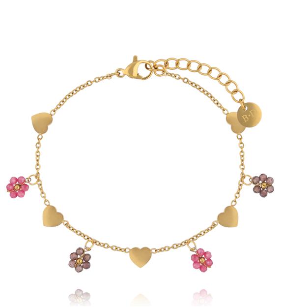 Bransoletka kolorowa z serduszkami BTW3676