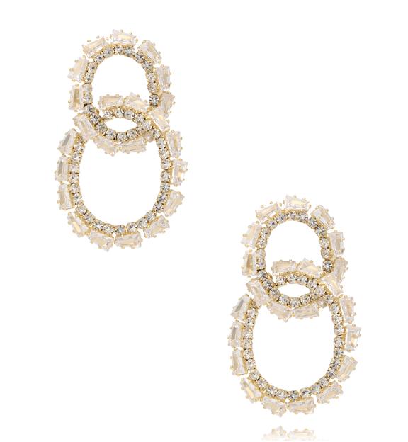 Kolczyki z kryształowymi kółkami w złotym odcieniu KLU0192