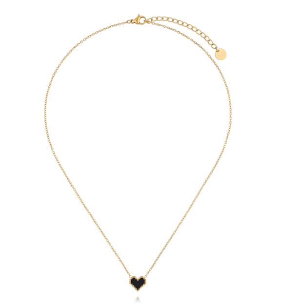 Naszyjnik z czarnym sercem w stylu pixel w kolorze złota NSY0931