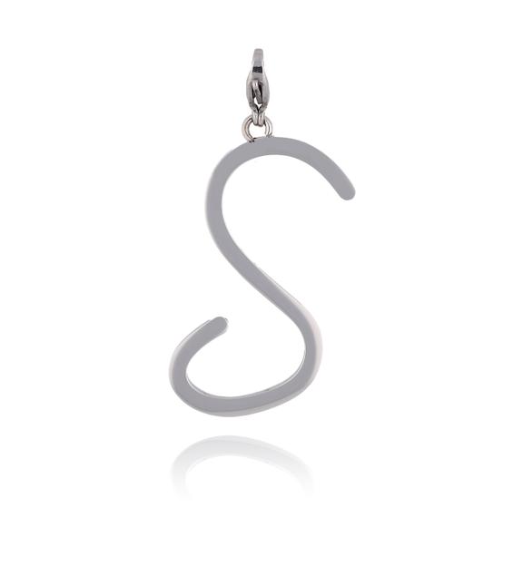 Zawieszka ze stali szlachetnej srebrna literka S Alphabet NAT0046