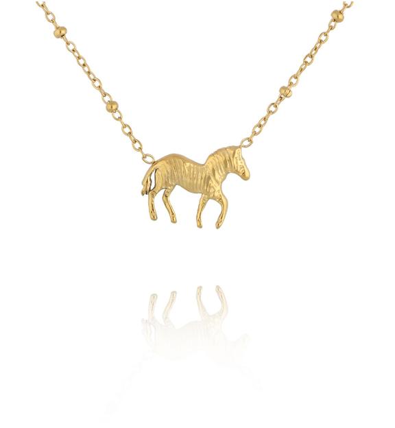 Naszyjnik ze złotą zawieszką konika NEA0037