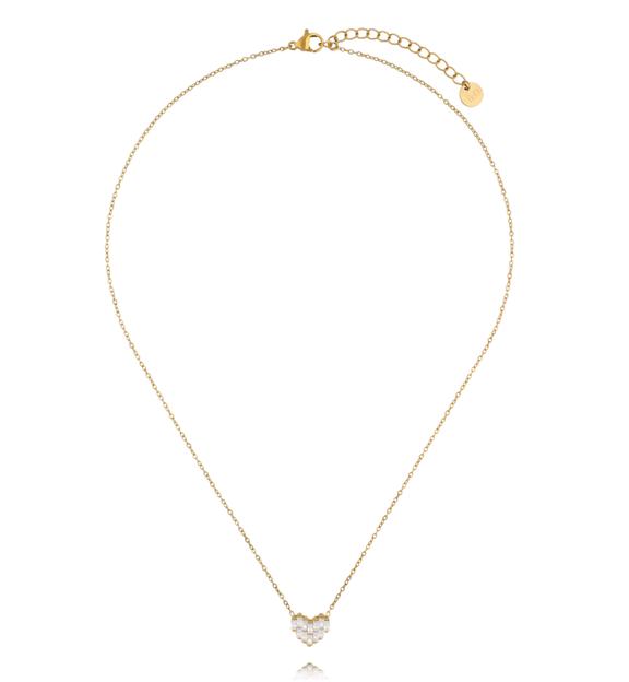 Naszyjnik złoty z sercem i kryształkami NSY0885