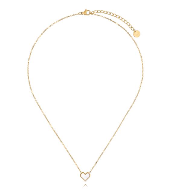 Naszyjnik z ażurowym sercem w stylu pixel w kolorze złota NSY0929