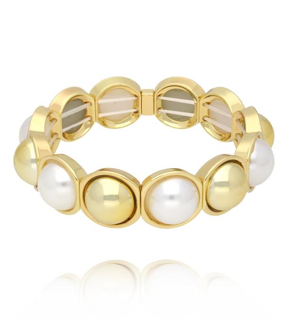 Bransoletka z dużymi perłami i złotymi ogniwami BCR0023