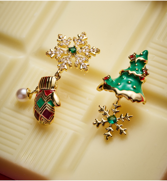 Kolczyki świąteczne z rękawiczką i czapką KSY0305