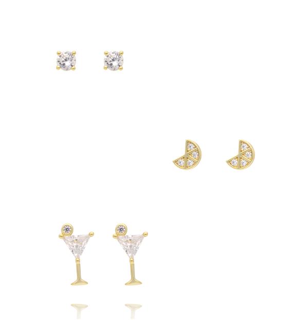 Zestaw kolczyków pozłacanych z cyrkoniami KLT0036