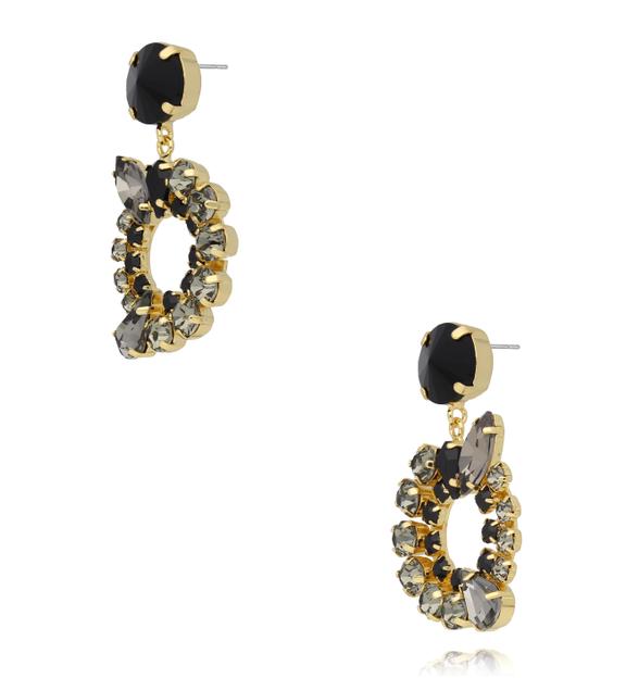 Kolczyki złote wiszące z szarymi cyrkoniami KSS2218