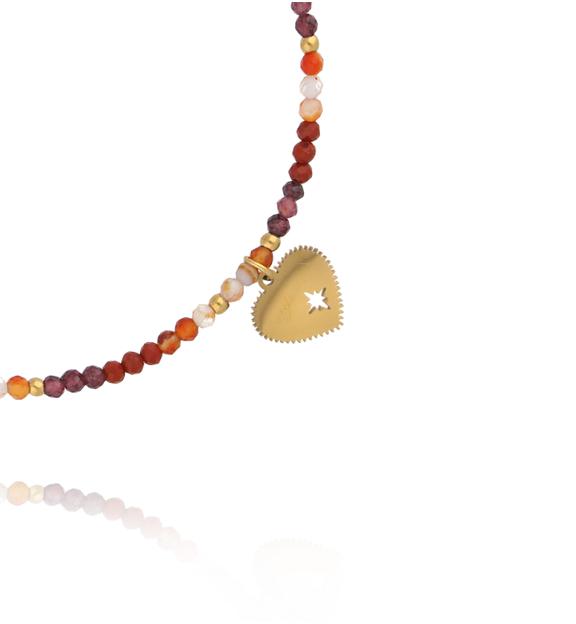 Bransoletka z granatami i zawieszką serca BTW3530