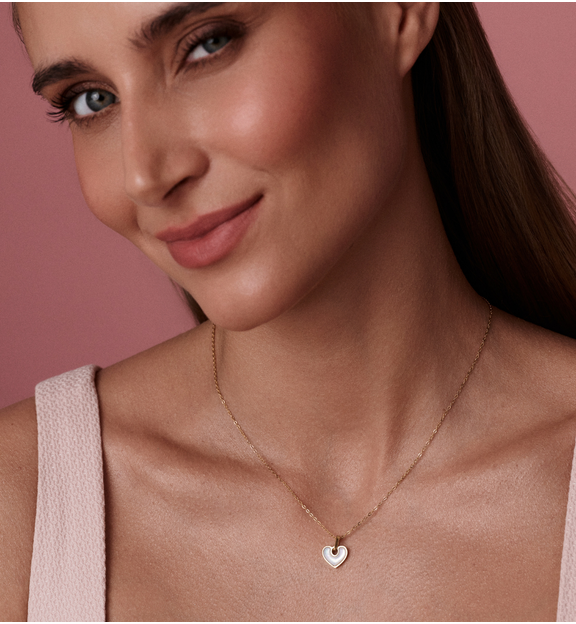 Naszyjnik z perłowym sercem i cyrkoniami NSY0849