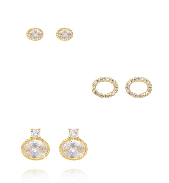 Zestaw kolczyków pozłacanych z cyrkoniami KLT0049