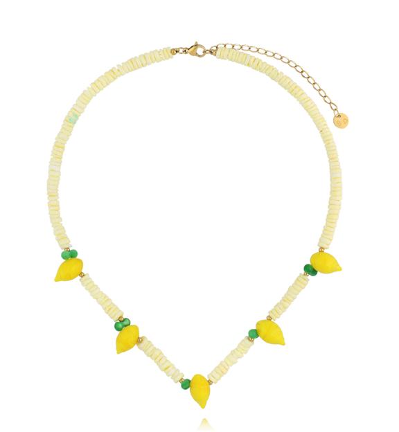 Naszyjnik z masy perłowej i cytrynkami NPA1480