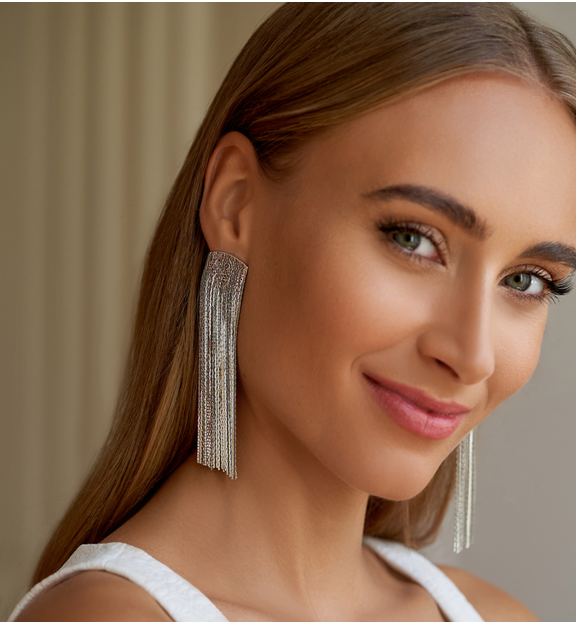 Kolczyki srebrne długie z łańcuszkami Yosemite KRG0911