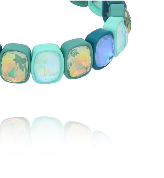 Bransoletka elastyczna z kryształami w turkusowej oprawie BCR0045