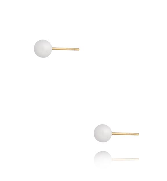 Kolczyki złote kulki z białą emalią 5 mm Enamel Balls KSA0781