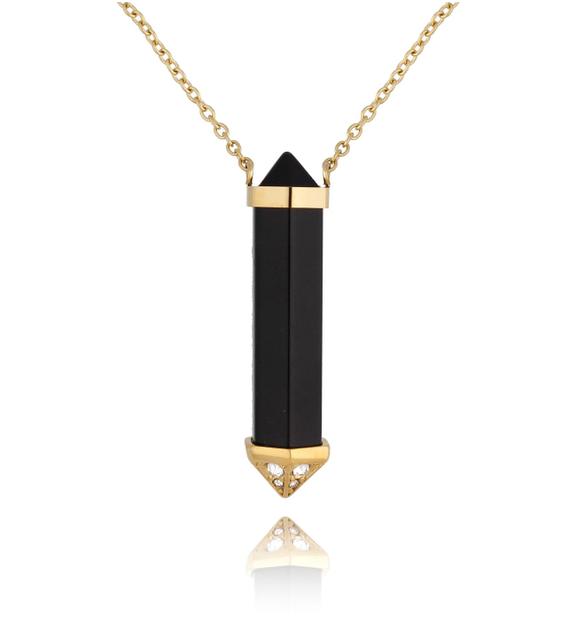 Naszyjnik z obsydianem i cyrkoniami Cristal Stone NLB0273