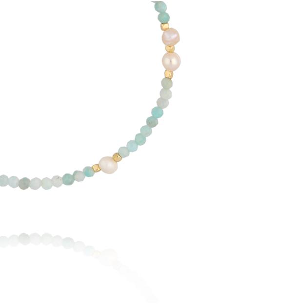 Bransoletka z amazonitami i perłami BTW3616