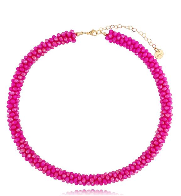 Naszyjnik z kryształkami fuksjowy Luminous NWE0004