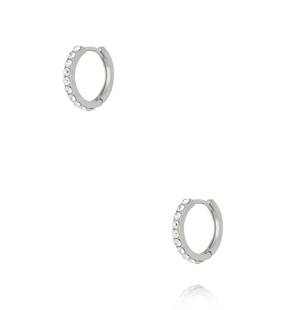 Zestaw srebrnych kolczyków kółek z cyrkoniami KLU0174