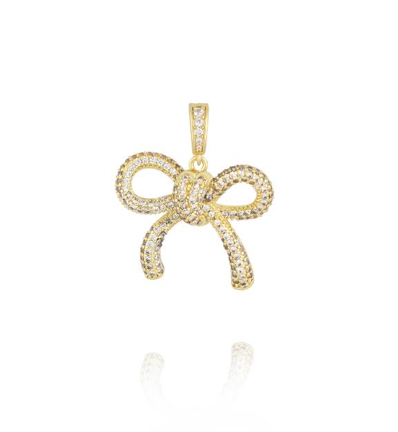 Charms złota kokardka wysadzana cyrkoniami CHSS0056