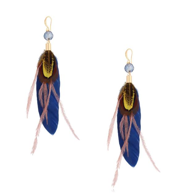 Kolczyki granatowe z piórkami Boho Feathers KFF0092