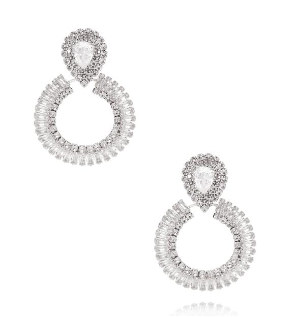 Kolczyki koła z cyrkoniami srebrne KLU0195