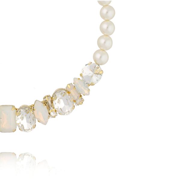 Naszyjnik z pereł i kryształów w odcieniach mlecznej bieli NS0403