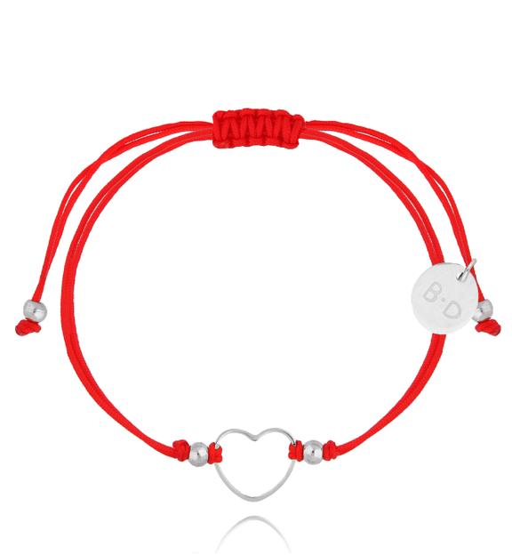 Bransoletka czerwona ze srebrnym sercem Little Heart BGL0867