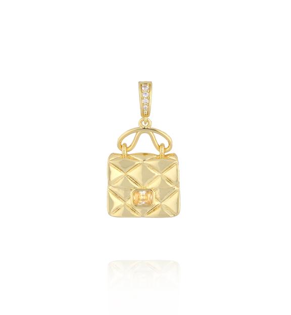 Charms złota torebka pikowana z kryształkiem CHSS0038