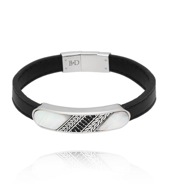 Bransoletka męska czarna skórzana BMITC1001