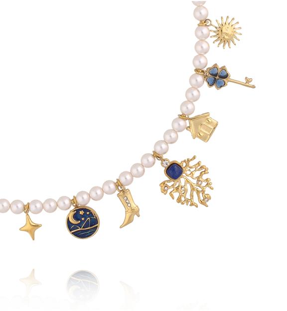 Naszyjnik z pereł z zawieszkami NSY0735