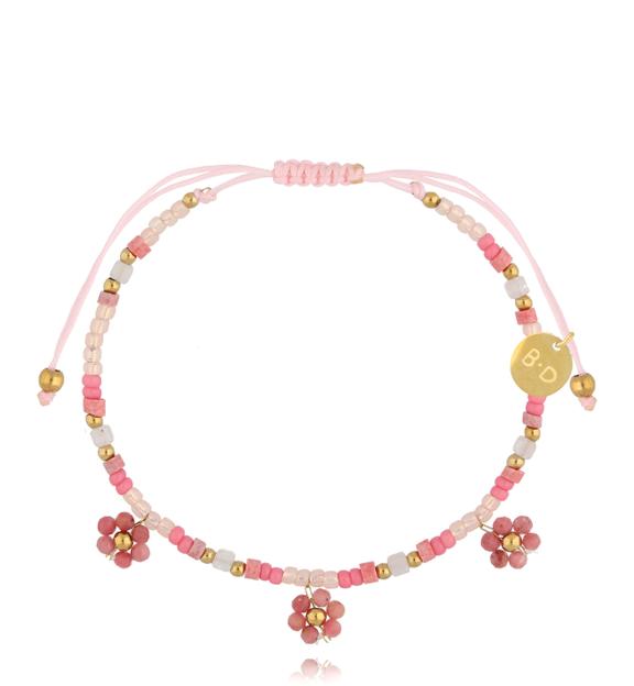Bransoletka z kwarcami różowymi i rodonitami Stone Flowers BMT0255