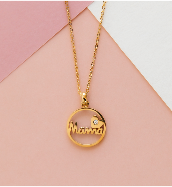 Naszyjnik ze stali szlachetnej złoty MAMA NSA0320