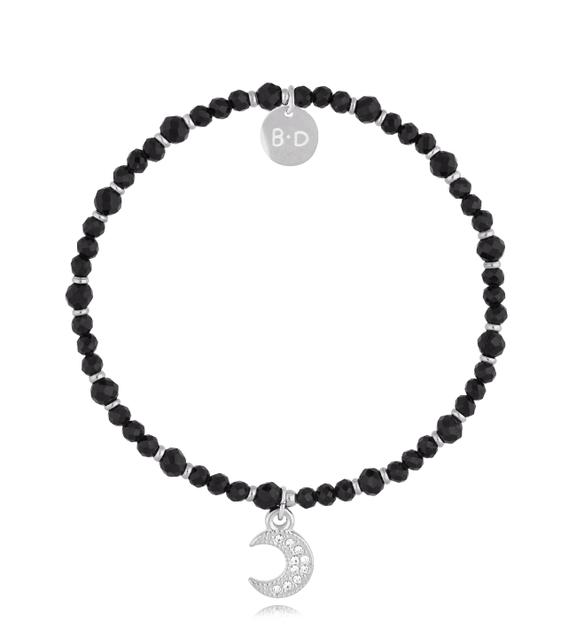 Bransoletka z turmalinami i srebrnym księżycem BTW2736