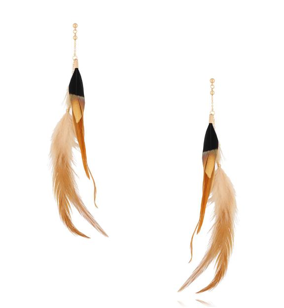 Kolczyki brązowe z piórkami Boho Feathers KFF0087