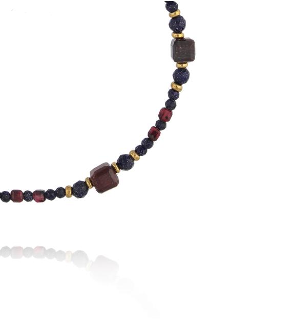 Bransoletka z granatem i Nocą Kairu z złotymi akcentami BTW3545