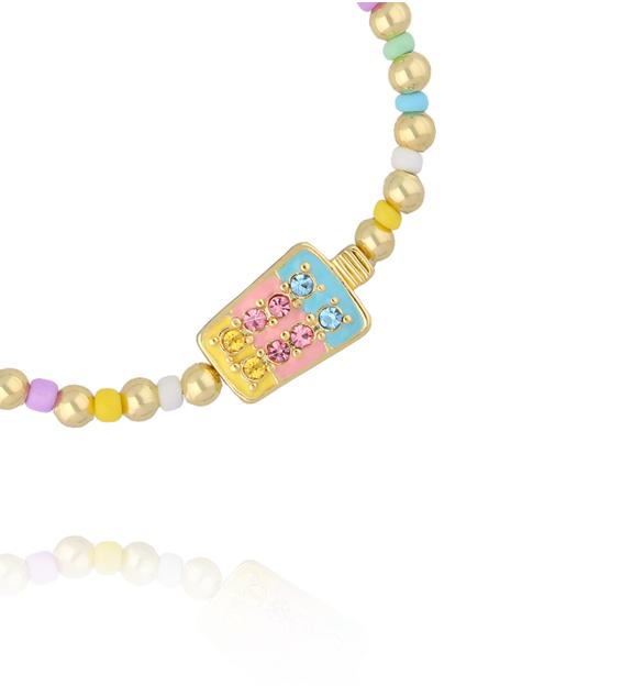 Bransoletka dla dziewczynki kolorowa z zawieszką BSS0295