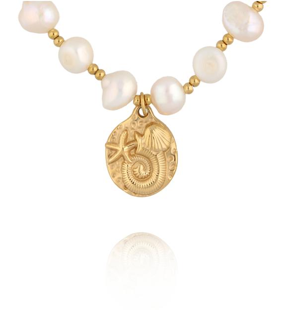 Naszyjnik z naturalnych pereł z zawieszką w morskim stylu NPE0386