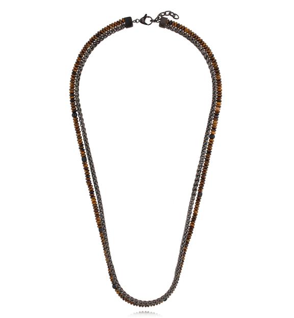 Naszyjnik z tygrysim okiem i łańcuchem męski NMITC0259