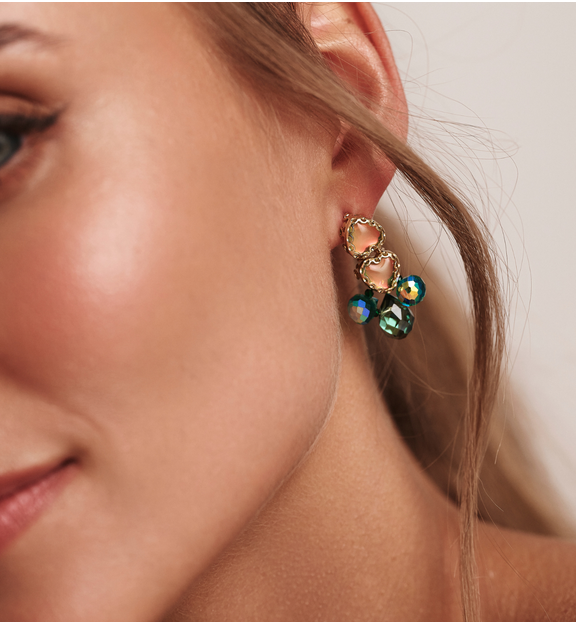 Kolczyki zielone z kryształami KGA0034