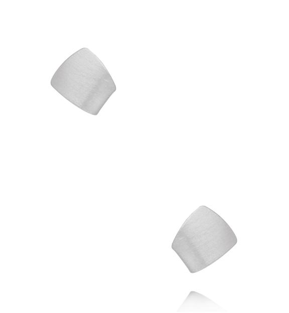 Kolczyki geometryczne, satynowo srebrne- małe KRG1104