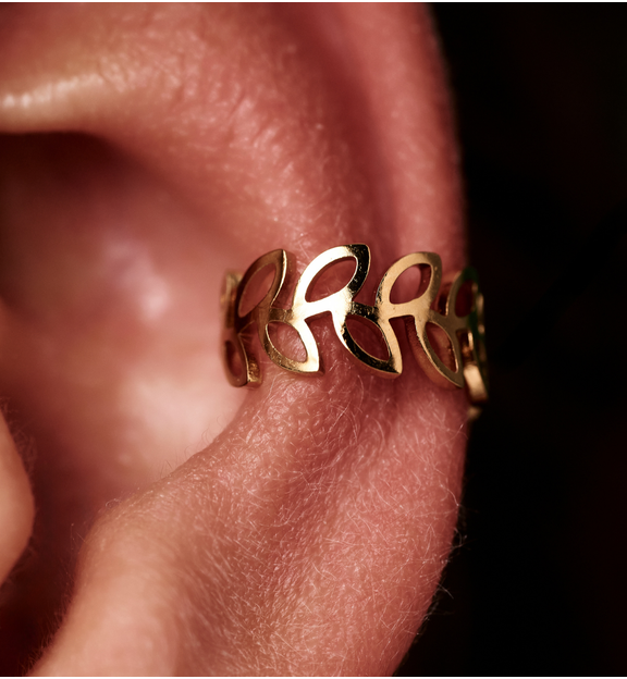 Nausznice z listkami złote KSY0453