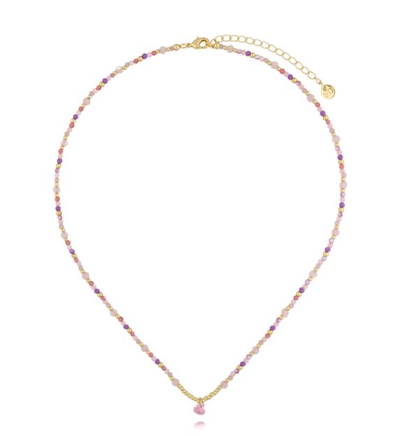 Naszyjnik fioletowy z sercem NSC0507