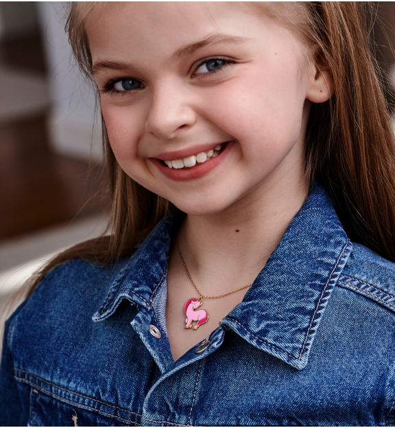 Naszyjnik z zawieszką różowego jednorożca NSY0824