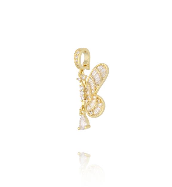 Charms złoty motyl z kryształkami i wiszącą łezką CHSS0008