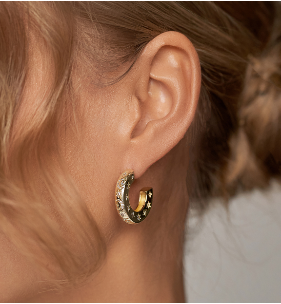 Kolczyki złote koła z gwiazdkami Murrieta KRG0967