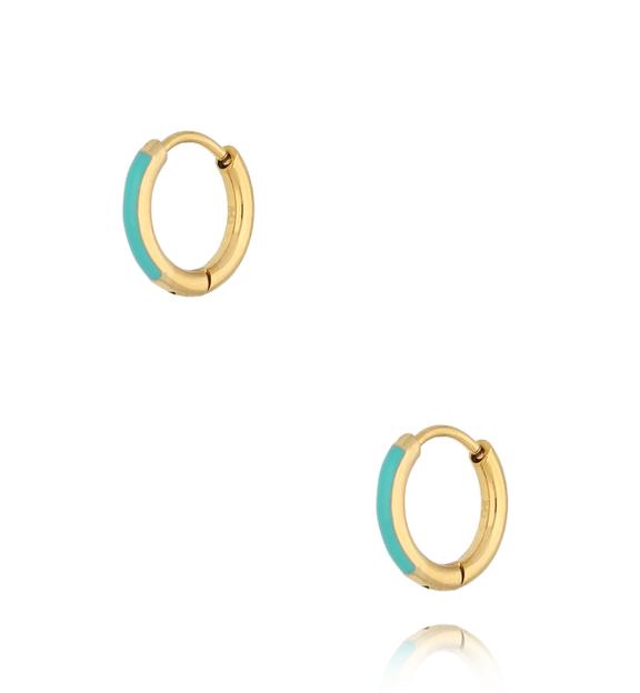 Kolczyki złote koła z turkusową emalią Enamel Small Hoops KSA1730