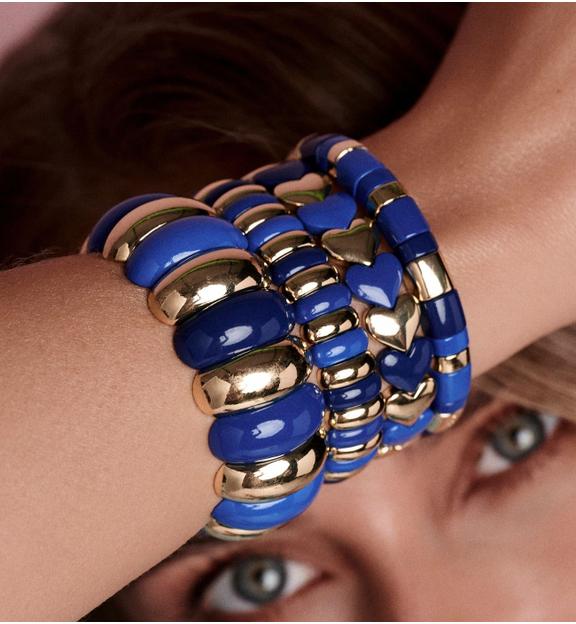 Bransoletka elastyczna w odcieniach kobaltu i złota BCR0071