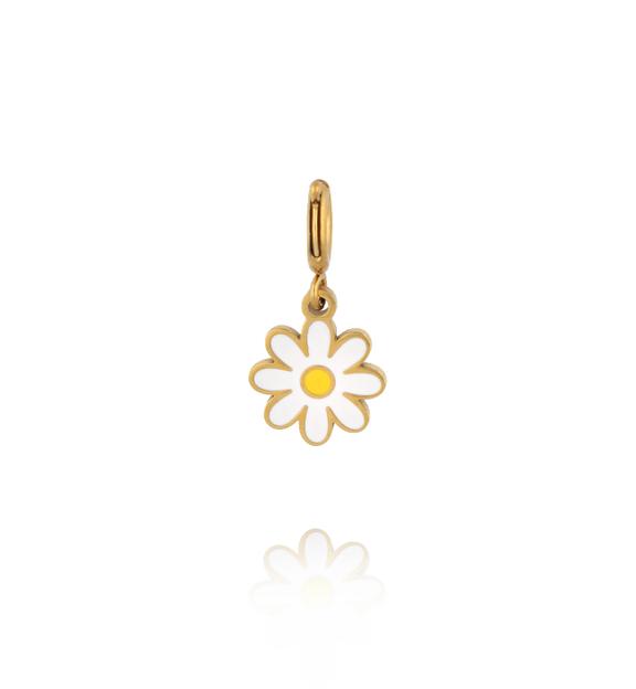 Charms stokrotka z białą emalią CHA0284