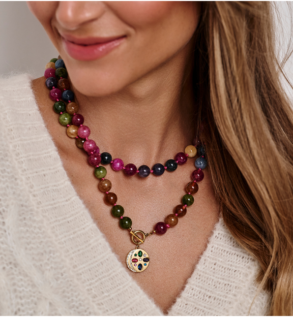 Zestaw naszyjników z kolorowych kamieni naturalnych ZN0077